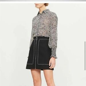 Maje Black Mini Skirt with Stitch Detail